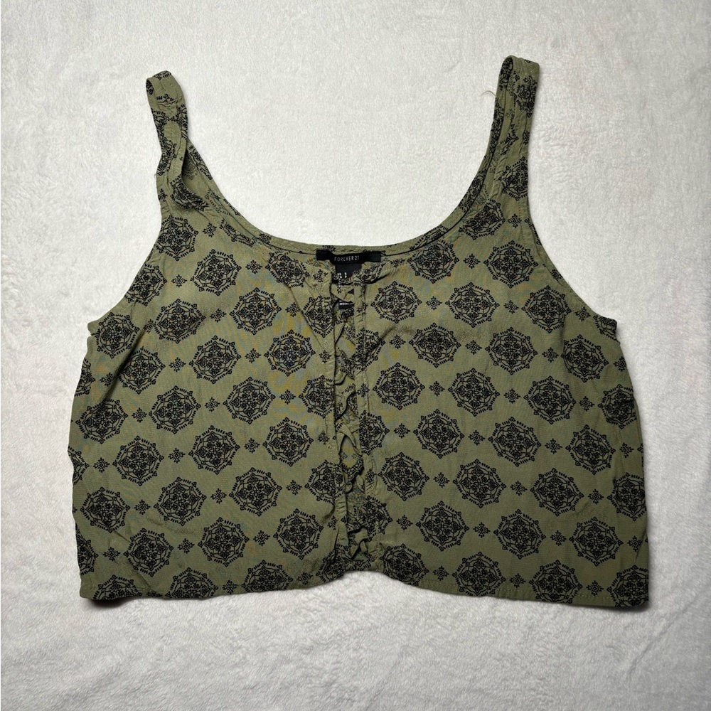 Forever 21 Green Crop Tank Top